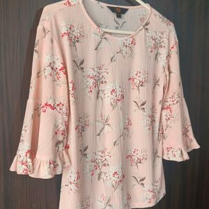 Bell Sleeves Pink Floral Top