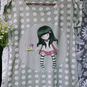 Pinteresty Cute Doll Print Top