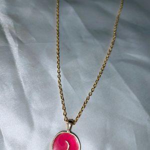 Pink Charm With Golden Chain