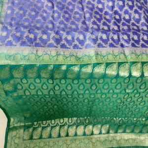 Blue-Purple Siko Saree All Over Jaal Like Weaving