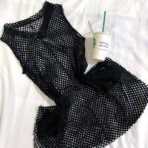 Imported Black Mesh Fishnet (Cover-up)Top