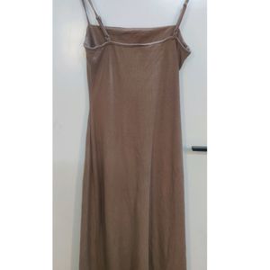 Brown/Khaki Wrap Design Dress