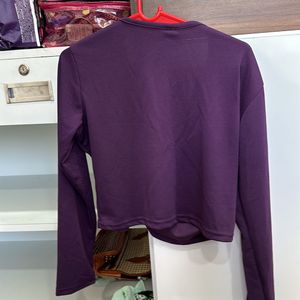 V Neck Purple Crop Top