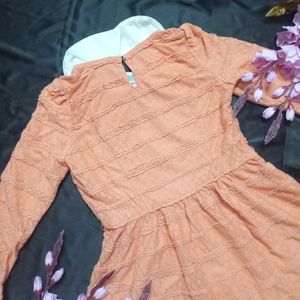 Vintage Dark Peach Lace Dress with collar