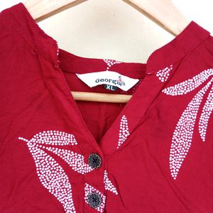 Designer Leaf Printed Maroon Kurti Tunic (Women)