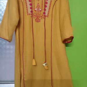 Yoke Design Mustard Yellow Kurta