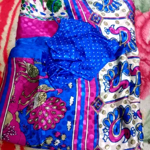 Multi Color Silk Saree With Blouse