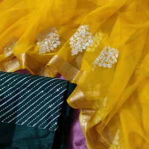 😍Price Drop! Organza Saree With Zari Work Sale 😍