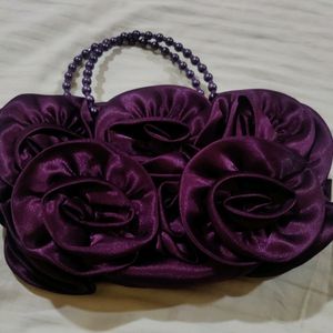 Satin 3d Flowers Hand Bag