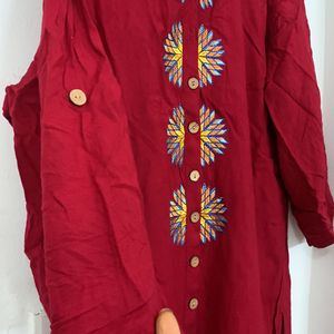 Red Kurta, Size-L,M, Excellent Condition., Cotton