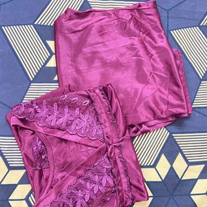 Satin Silk Night Suit Set