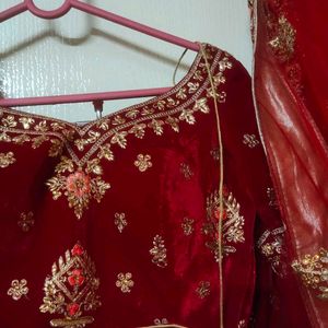 Velvet Bridal Lehenga Very Heavy Work With Dupatta