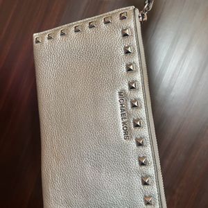 Michael Kors Metallic Wristlet Clutch