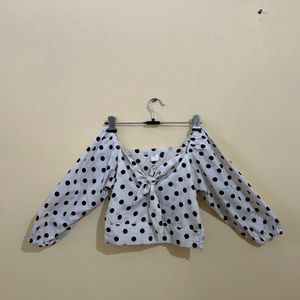 SSS Front Tie Polka Dot Crop Top