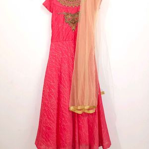 Party Wear Gown - Coral Pink