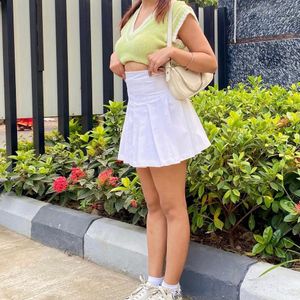 White Pleated Skirt