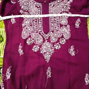 Chikankari Stitched Georgette Kurta With Inner