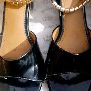 Black Denim Heels For Women