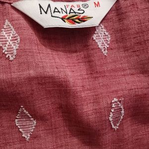 Beautiful Pink Kurta In Khadi Cotton