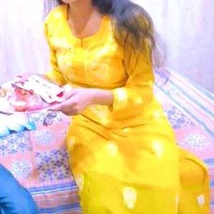 Yellow Chikankari Kurti