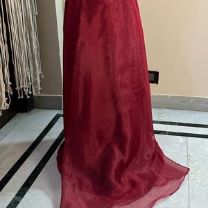 Maroon Tube Trail Gown