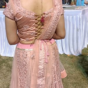 bridal lehnga choli with jwellery and weist belt