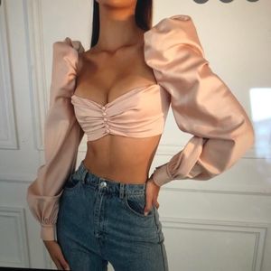 Houseofcb Ballon Sleeves Crop Top