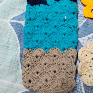 Combo Of 3 Crochet Coasters With A Mobile Cover