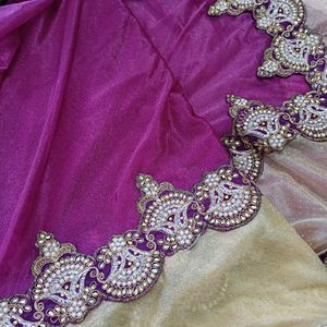 Beautiful Purple Saree With Blause