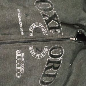 Grey Black Sweatshirt Zipper Hoodie