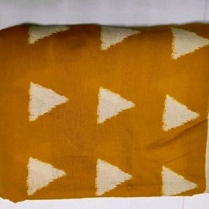 Cambric Cotton Mustard/Cream Triangle Print Fabric