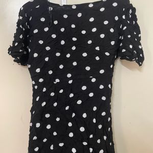 A Line Black Polka Dot Dress