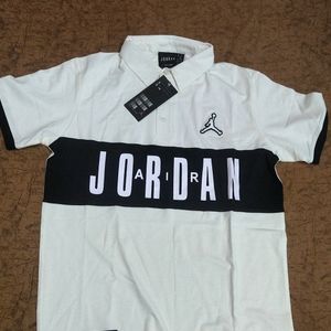 Jordan Men's Cream and Black Polo T-shirt