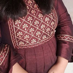 New Burgundy ambroidred kurta