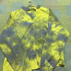 Neon Green And Gray Tie-dye Top