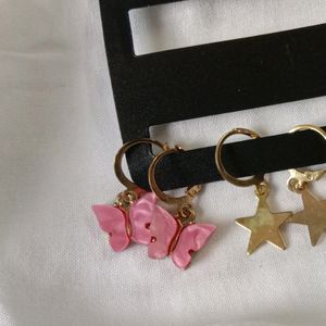 Pink Butterfly 🦋 & Star Earring ⭐