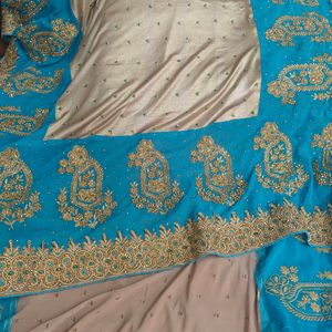 FESTIVE WEAR SAREE STONE WORK WITH BLOUSE