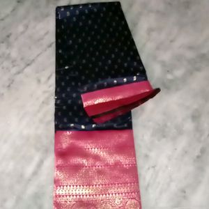 Fancy Banaras Blue And Pink Combo Saree