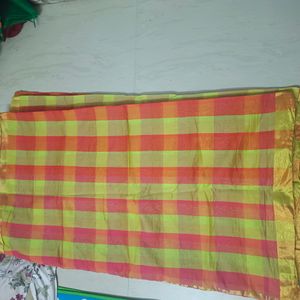 Multi Colour Checked Saree With Blouse