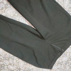 Black Polyester Light Weighted Straight Trousers