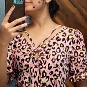 Pink Animal Print Top