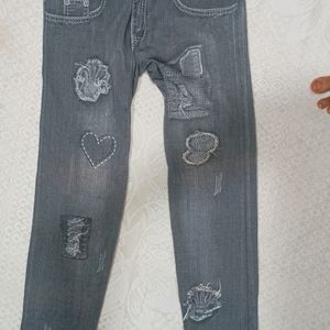 High Waist Denim Print Jeggings