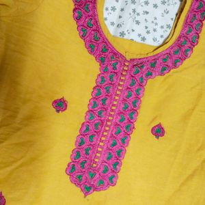 Pure Cotton Yellow Kurti