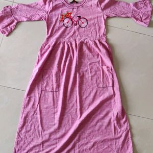 Cute Pink Khadi One Piece Dress ( Ethnic)