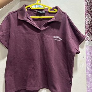 Roadster Stretchable Burgundy Tshirt