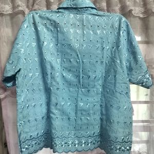 Blue Shirt With Beautiful Embroidery