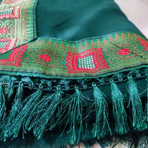 Stunning Green Saree with Stone Work Border