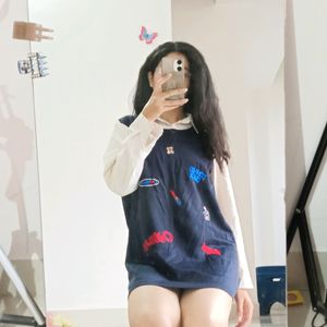 Korean Navy Blue Dress (Women's)