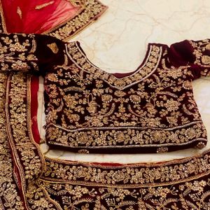 Maroon Color Bridal Lehenga With Heavy Stone Work