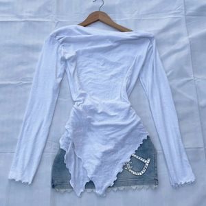 Asymmetrical Hem Top White